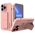 Capa de Silicone Wozinsky Kickstand para iPhone 13 Pro Max - Cor-de-Rosa