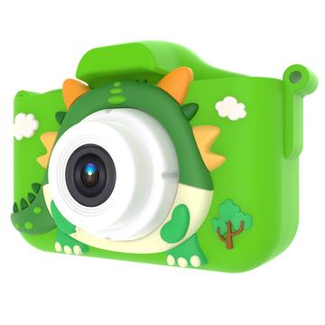 Máquina fotográfica infantil X12S com dragão fofinho e cartão de memória de 32GB - Verde