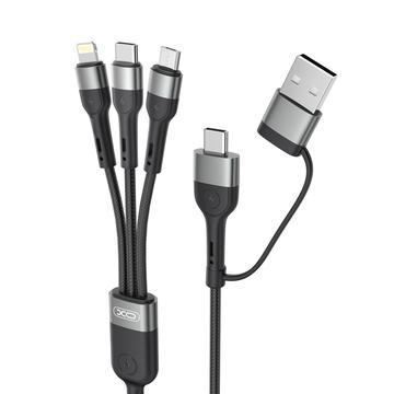 Cabo de carregamento XO NB254 6 em 1 - USB-C, Lightning, MicroUSB, USB-A - 1.2m - Preto