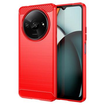 Capa de TPU Escovado para Xiaomi Redmi A3 - Fibra de Carbono - Vermelho