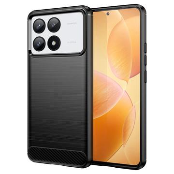 Capa de TPU Escovado para Xiaomi Redmi K70/K70 Pro/Poco F6 Pro - Fibra de Carbono