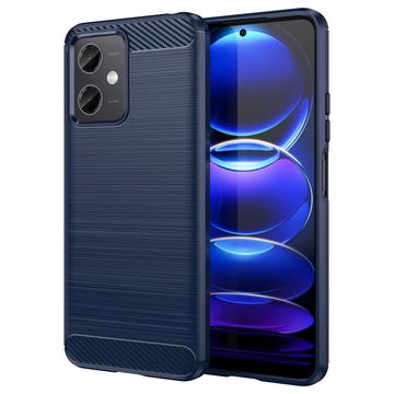 Capa de TPU Escovado para Xiaomi Redmi Note 12/Poco X5 - Fibra de Carbono - Azul