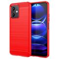 Capa de TPU Escovado para Xiaomi Redmi Note 12/Poco X5 - Fibra de Carbono - Vermelho