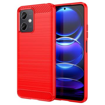 Capa de TPU Escovado para Xiaomi Redmi Note 12/Poco X5 - Fibra de Carbono - Vermelho