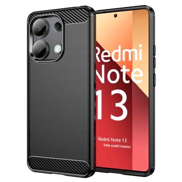 Capa de TPU Escovado para Xiaomi Redmi Note 13 4G - Fibra de Carbono - Preto