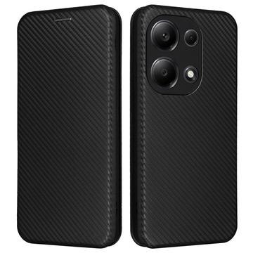 Bolsa Flip para Xiaomi Redmi Note 13 Pro 4G/Poco M6 Pro - Fibra de Carbono - Preto