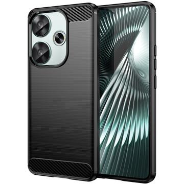 Capa de TPU Escovado para Xiaomi Redmi Turbo 3/Poco F6 - Fibra de Carbono - Preto