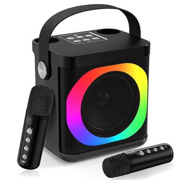 YS307 Coluna de karaoke doméstica com Bluetooth Altifalante com luz RGB e 2 microfones