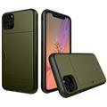 Capa Híbrida com Slot para Cartão Deslizante para iPhone 11 Pro - Verde Militar