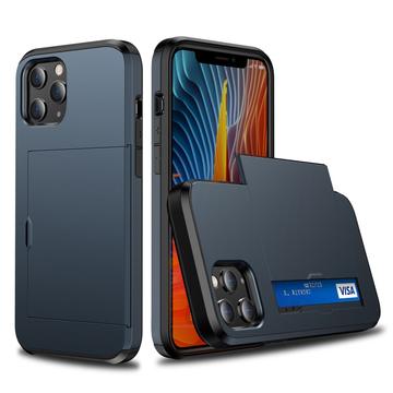 Capa Híbrida com Slot para Cartão Deslizante para iPhone 12/12 Pro - Azul Escuro