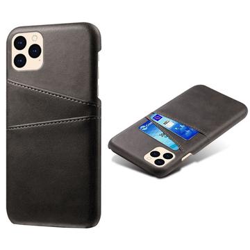 Capa de Plástico Revestida KSQ para iPhone 12/12 Pro com Compartimentos para Cartões - Preto