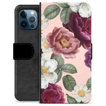 Bolsa tipo Carteira para iPhone 12 Pro  - Flores Românticas