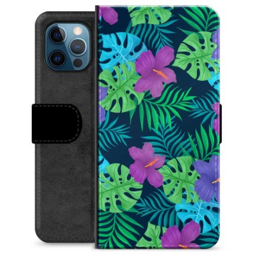 Bolsa tipo Carteira para iPhone 12 Pro  - Flores Tropicais