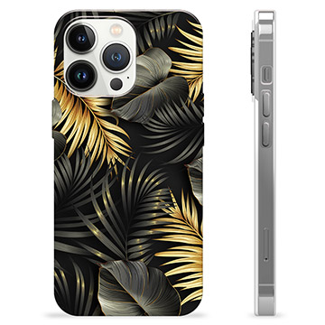 Capa de TPU - iPhone 13 Pro - Folhas Douradas