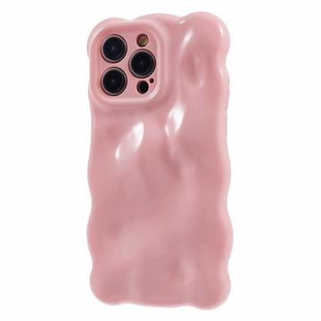 Capa TPU para iPhone 13 Pro com rebordo ondulado e bolhas de chocolate - Rosa