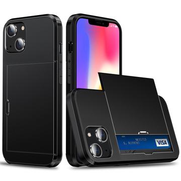 Capa Híbrida com Slot para Cartão Deslizante para iPhone 14 - Preto