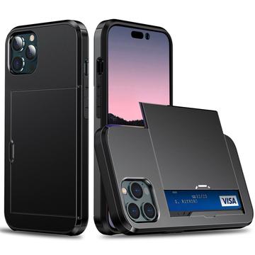 Capa Híbrida com Slot para Cartão Deslizante para iPhone 14 Pro - Preto