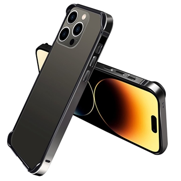 Protecção Lateral em Metal com Bordas Elevadas para iPhone 14 Pro - Preto