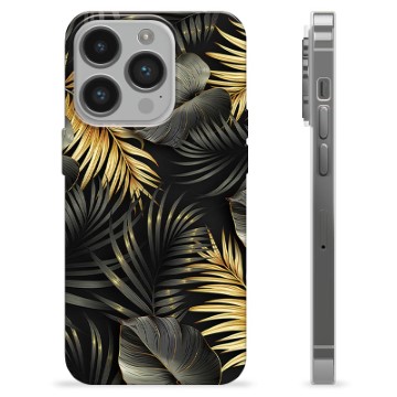 Capa de TPU - iPhone 14 Pro - Folhas Douradas