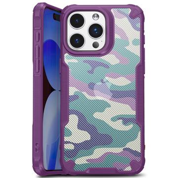 Capa Híbrida Antichoques para iPhone 15 - Camuflagem - Púrpura