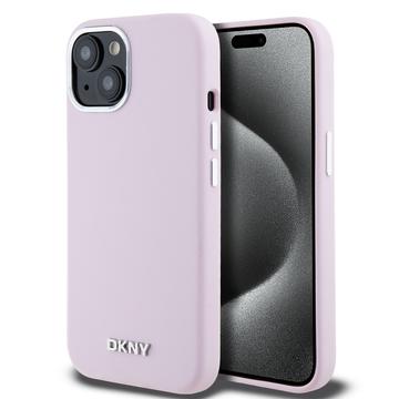 Capa com logotipo de metal DKNY Liquid Silikoni para iPhone 15 - Compatível com Magsafe