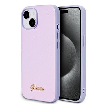 Capa híbrida para iPhone 15 Guess Iridescent Metal Script - Roxo