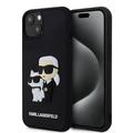 Capa Karl Lagerfeld 3D de borracha Karl & Choupette NFT para iPhone 15 - Preto