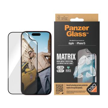 Protetor de ecrã PanzerGlass Matrix D3O UWF para iPhone 15 com AlignerKit - Borda preta