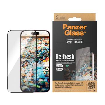 Protetor de ecrã PanzerGlass Re:fresh Ultra-Wide Fit para iPhone 15 com EasyAligner - Bordo preto