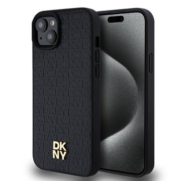 Capa para iPhone 15 Plus DKNY Repeat Pattern Stack Logo - Compatível com MagSafe - Preto