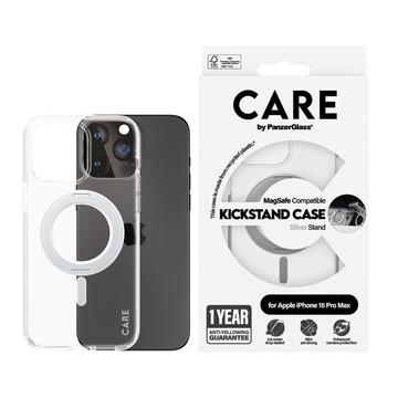 Capa Kickstand PanzerGlass Care para iPhone 15 Plus - Compatível com MagSafe - Prateado