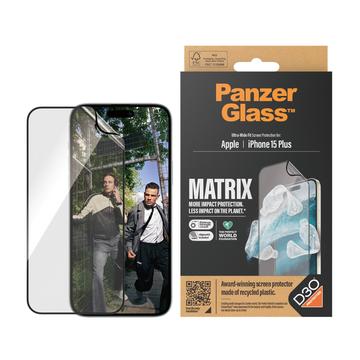 Protetor de ecrã PanzerGlass Matrix D3O UWF para iPhone 15 Plus com AlignerKit - Borda Preta