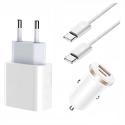 Carregador para iPhone 15 Pro/15 Pro Max/16 Pro/16 Pro Max 20W / Carregador para automóvel com cabo de 2m - Branco