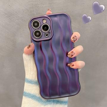 Capa Ondulada Linear 3D para iPhone 15 Pro - Roxo