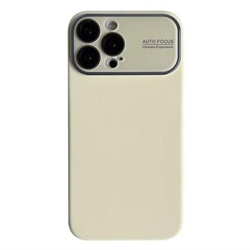 Capa de Silicone Líquida com Proteção de Vidro de Lente para iPhone 15 Pro - Amarelo Cremoso