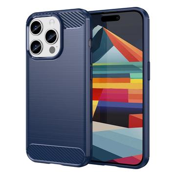 Capa De Tpu Escovado Para Iphone Pro Max Fibra De Carbono Azul