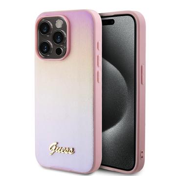 Capa híbrida com escrita metálica Iridescent Guess para iPhone 15 Pro Max