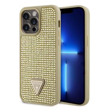 Capa Guess Rhinestones Triangle Metal Logo para iPhone 15 Pro Max - Dourado