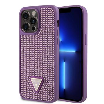 Capa Guess Rhinestones Triangle Metal Logo para iPhone 15 Pro Max - Púrpura