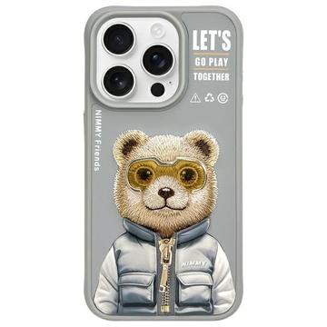 Capa Urso para iPhone 15 Pro Max Nimmy Friends Cool&Cute 2.0 - Cinzento