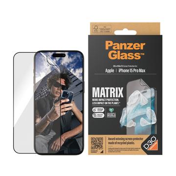 Protetor de ecrã PanzerGlass Matrix D3O UWF para iPhone 15 Pro Max com AlignerKit - Borda Preta