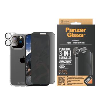 iPhone 15 Pro Max PanzerGlass Privacy Pack 3 em 1