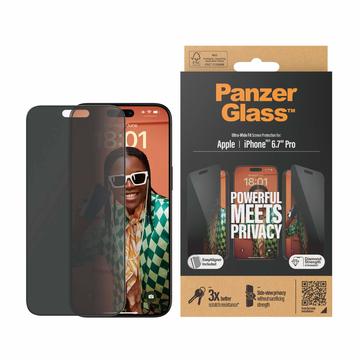 Protetor de Ecrã PanzerGlass Ultra-Wide Fit Privacy EasyAligner para iPhone 15 Pro Max - Borda Preta