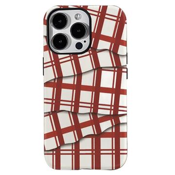 Capa híbrida 2 em 1 removível com listras para iPhone 15 Pro Max - Vermelho / Branco