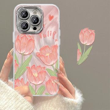 Capa TPU com padrão de tulipa para iPhone 15 Pro Max