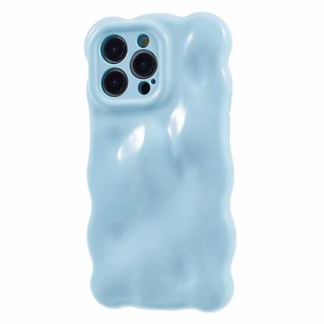 Capa TPU para iPhone 15 Pro Max com rebordo ondulado e bolhas doces - Azul bebé