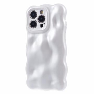 Capa TPU para iPhone 15 Pro Max com rebordo ondulado e bolhas doces - Branco