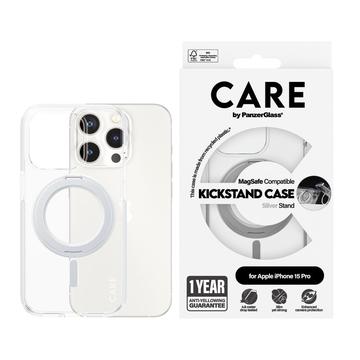 Capa Kickstand PanzerGlass Care para iPhone 15 Pro - Compatível com MagSafe - Prateado