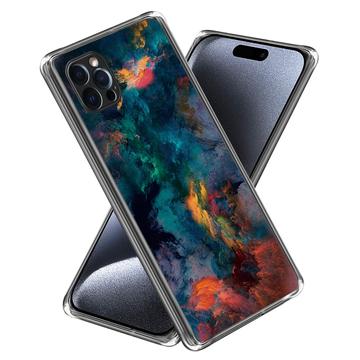 Capa em TPU Stylish Ultra-Slim para iPhone 15 Pro - Nuvens Coloridas