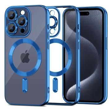 Capa MagShine para iPhone 15 Pro Tech-Protect - Compatível com MagSafe - Transparente / Azul escuro